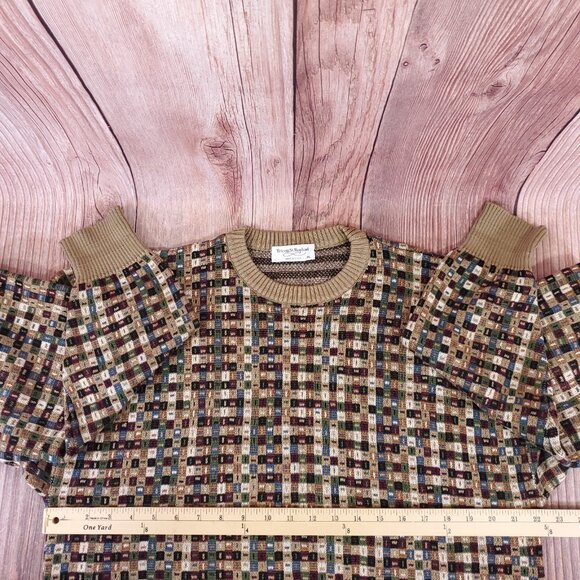 Vtg Tricots St Raphael Sweater Men XL Geometric Abstract Grandpa Coogi Style USA - Picture 15 of 16